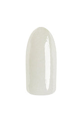 Pearlescent white swatch of EzFlow TruDIP Aphrodisiac on an artificial nail